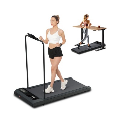 NAYSAYE Folding Portable Treadmill Under Desk Walking Pad Removable Armrests Cushioned Belt Spacious Surface for Home Office