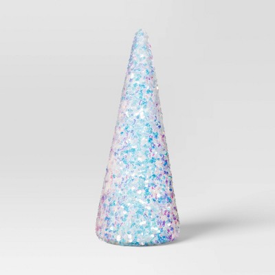 Christmas Sequins Cone Shape Tree Table Top Decor Iridescence Medium - Wondershop™