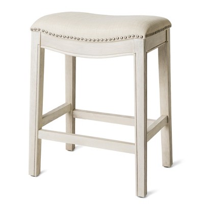 Maven Lane Adrien Backless Saddle Counter Stool with Fabric Upholstery 26"