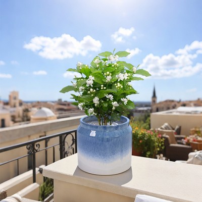 KWPZQEB Plant Pots Set of 2, Ceramic Planters with Gradient Design, Nursery Planting Pot for Indoor Out Door Plants