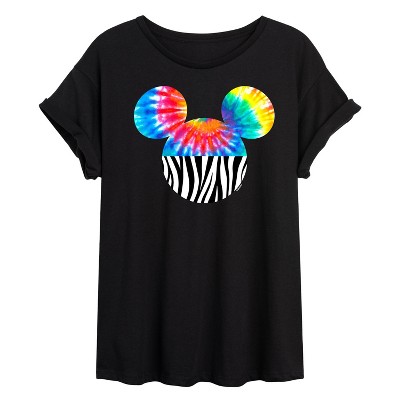 Women's - Disney - Tie Dye Zebra Mickey Oversized Graphic T-Shirt
