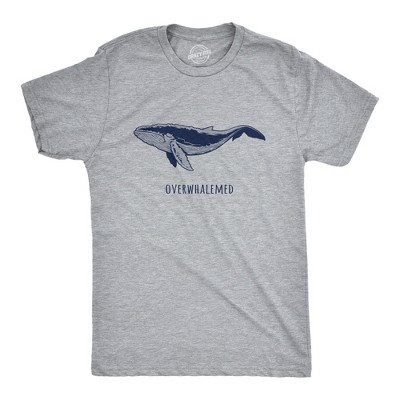 Mens Overwhalemed T Shirt Funny Sarcastic Overwhelmed Whale Graphic Joke Tee for Guys - Crazy Dog Men's T Shirt for Animal Lovers