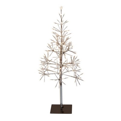 Season's Designs 3.5 ft White Starlight Burst Tree Decoration with Metal Stand Indoor/Outdoor Use, LED Warm White Lights, Requires AAA Batteries (Not