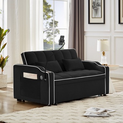 LIVAREEmlen 1 versatile foldable sofa bed in 3 lengths, modern sofa, adjustable back and with USB port and ashtray and swivel phone stand