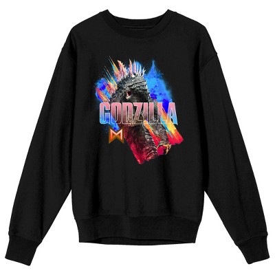 Godzilla x Kong: The New Empire Godzilla In Smoke Crew Neck Long Sleeve Black Adult Sweatshirt