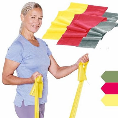 THERABAND Resistance Band Set, 5 FT, Beginner, Yellow/Red/Green, 3 Pack, Fitness