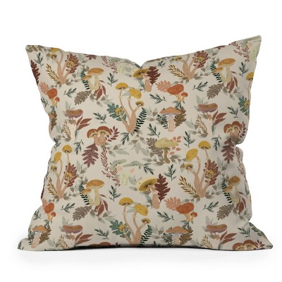 16"x16" Marta Barragan Camarasa Colorful Wild Mushrooms Square Throw Pillow - Deny Designs: Abstract Design, Indoor Polyester Cushion