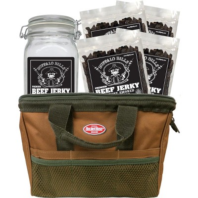Buffalo Bills 5-Piece Hickory Smoked Beef Jerky & Glass Jar Gift Tool Bags (4 bags and 1 jar)