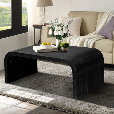 CAVINAS Coffee Tables for Living Room Farmhouse Crafts Coffee Table Curved Art Deco Design for Apartment,Easy Assembly