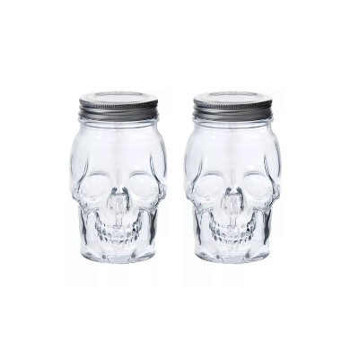 Dura Culina® 16oz 2pk Skull Glass Jar with Lids