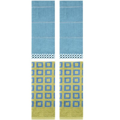 REGALWOVEN 4 Pcs Geometry Absorbent Soft Decorative Bathroom Hand Towel