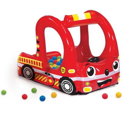 Banzai Rescue Fire Truck Play Center Inflatable Ball Pit -Includes 20 Balls