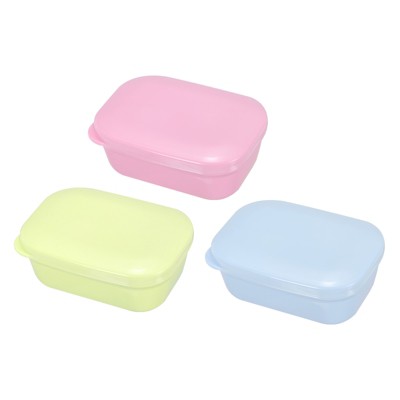 Unique Bargains Travel Camping Lightweight Plastic Bar Soap Dish Container Case 3 Pcs