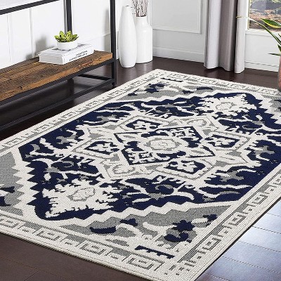Runner Rug Vintage Medallion Textured Hallway Runner Rug Non Slip Retro Entryway Runners Indoor Non-Shedding Long Rugs for Kitchen Bedroom