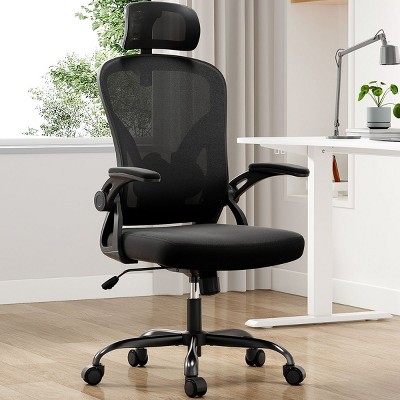 Kumasinova Mesh Office Chair with Flip-Up Arms,Adjustable Headrest&Lumbar Support,Ergonomic Computer Chair,Rolling Desk Chairs,350lbs Max