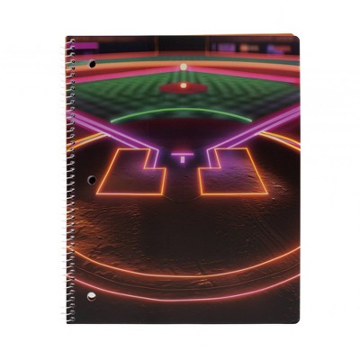 Continental Accessory Neon Lights Baseball Field Subject Notebook 80ct Wide Ruled, School Supplies