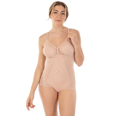 Body Beautiful Shapewear Power Mesh Shaping Bodysuit with Double front Panel Nylon Off-White Large/X Large