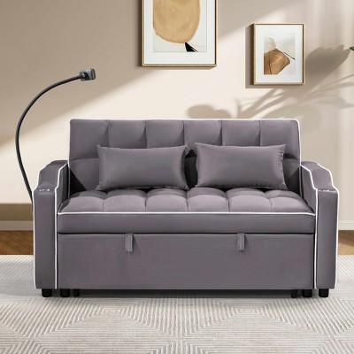 Lirago Versatile Foldable Sofa Bed with Suede Upholstery-3 Adjustable Lengths 54.7"Wx70.2"Dx22"H