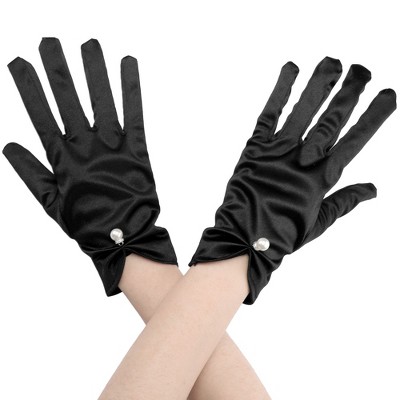 INSPIRE CHIC Women's Satin Faux Pearl Sembellished Full Finger Gloves