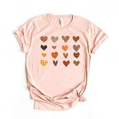 Simply Sage Market Women's Fall Plaid Hearts Short Sleeve Graphic Tee