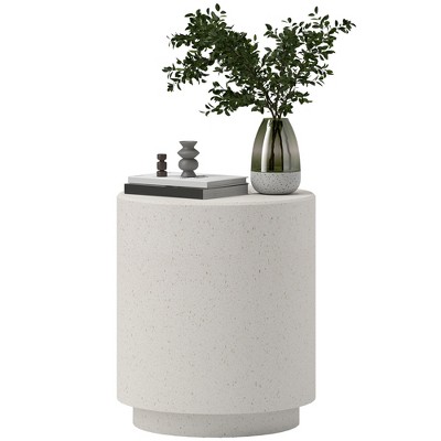 FONTOI Round End Table with 4 Adjustable Feetp, Decorative Side Table for Home Bedroom Living Room Patio, White, 14.5"*17"*14.5"