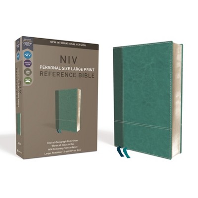 NIV, Personal Size Reference Bible, Large Print, Imitation Leather, Blue, Red Letter Edition, Comfort Print - by  Zondervan (Leather Bound)