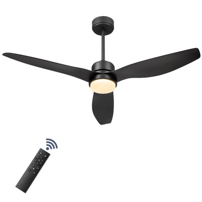 ZACHVO 52inch Outdoor Ceiling Fan with Dimmable LED Light and Remote, Matte Black, 3-Blade