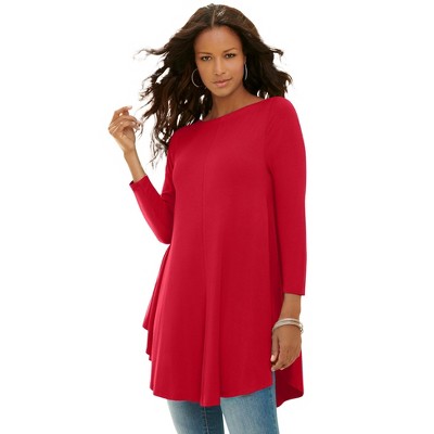 Roaman's Plus Size Boatneck Swing Ultra Drape Tunic Top