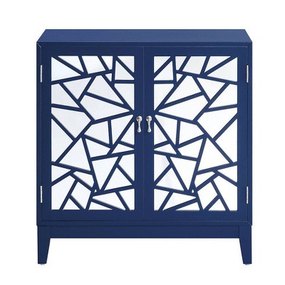 Acme Furniture 32" Einstein Console Table Blue Finish: Mirrored Accent, Storage, Spot Clean, Wood Composite