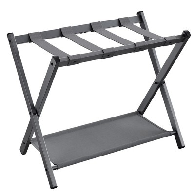 SONGMICS Luggage Rack with Fabric Storage Shelf Suitcasa Stand for Guest Room Bedroom Folding