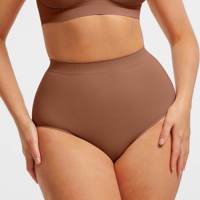 Feelingirl Women's Seamless High-Waist Tummy Control Antibacterial Peach Hip Brief