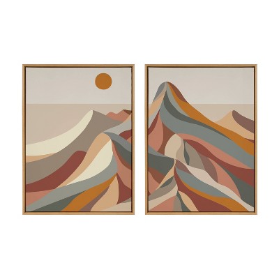 Kate & Laurel All Things Decor (Set of 2) 28"x38" Sylvie Mid-Century Mountains Canvas Wall Arts by Rachel Lee of My Dream Wall Natural
