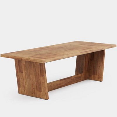 70.9-Inch Wood Dining Room Table,  Rectangular Farmhouse Dining Table for 6-8 People with Solid Pedestal