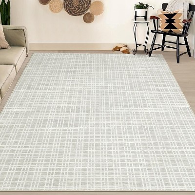 Checkered Easy Jute, Super Soft Rug for Bedroom, Soft Shaggy Plush for Bedroom Dining Room Non-Slip Stain Resistant Under Table Rug