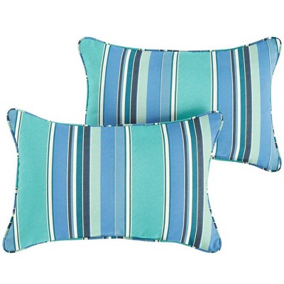 Sunbrella 2pk Dolce Oasis Lumbar Outdoor Throw Pillows: Weather-Resistant, Stripe Pattern, UV-Protected