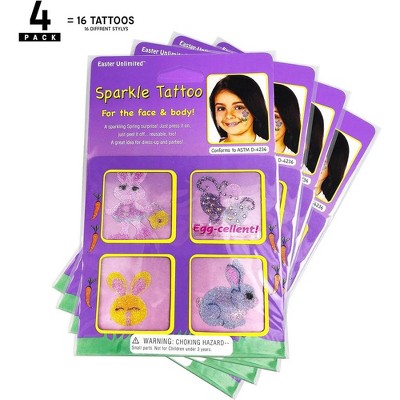 EU Easter Glitter Sparkle Design Tattoos, Pack of 16 by Easter Unlimited