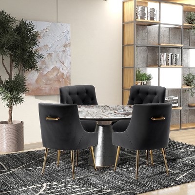 Modern Dining Chairs Set of 4, Upholstered Accent Chair Tufted Back Armless Chair with Back Pull