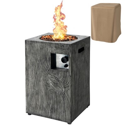Costway 16'' Square Outdoor Propane Fire Pit w/Lava Rocks Waterproof Cover 30,000 BTU