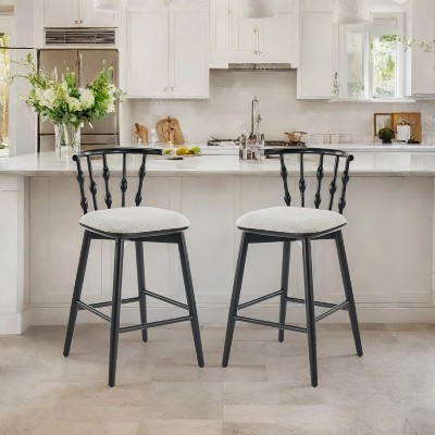 Christopher Knight Home Doria Modern Rubberwood Upholstered Barstools (Set of 2)