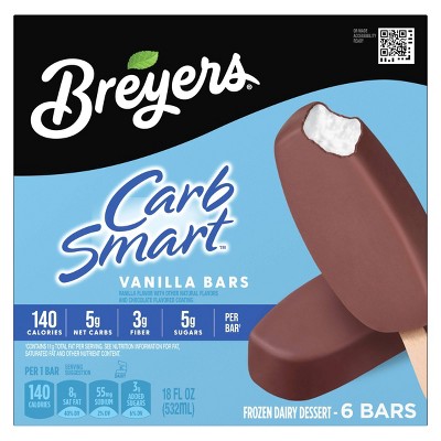 Breyers Carb Smart Chocolate Coated Vanilla Bars Frozen Dairy Dessert - 6pk/18floz