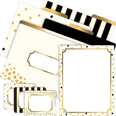 Barker Creek Gold Get Organized File Folders Set Multi-Design 107 per Set: Paper, Top Tab, Non-Pronged, 50 Sheet Capacity