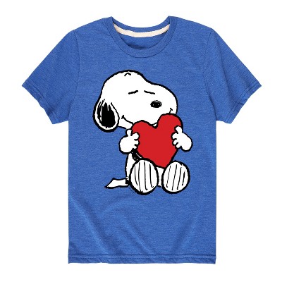 Boys' - Peanuts - Snoopy Valentine's Hugging Heart Short Sleeve Graphic T-Shirt