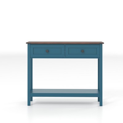 Ridstar 39.37 in. W Blue Console Tables with 2 Drawer & Bottom Storage Shelf