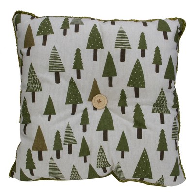 Northlight Woodland Trees Christmas Throw Pillow - 15"- Green and White