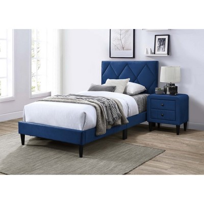 Twin Size Upholstered Platform Bed with Headboard for Bedroom