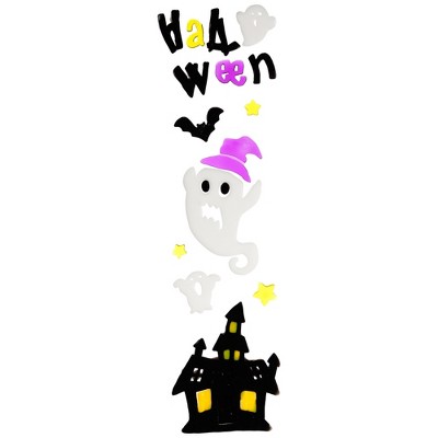 Northlight Haunted House and Ghost Halloween Gel Window Clings - Purple and Black - 15pc