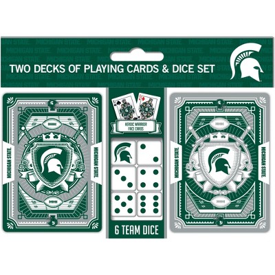 MasterPieces Officially Licensed NCAA Michigan State Spartans 2-Pack Playing cards & Dice set for Adults