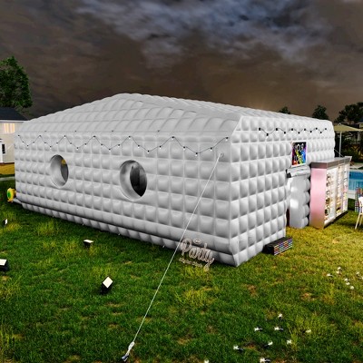AMERLIFE Inflatable Nightclub Tent, Black Portable Gazebo with Dual Doors, Logo Panel