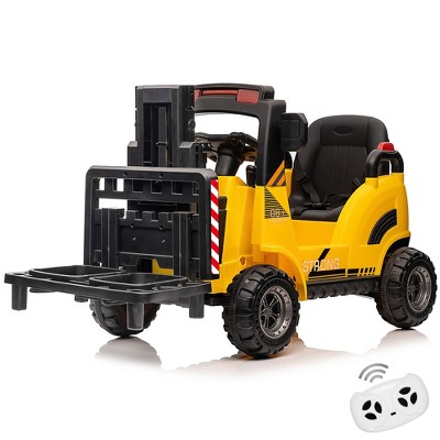 12V Kids Ride On Forklift Car, Electric Ride On Construction Car with Remote Control, Liftable Fork and Pallet, , Music Ride On Toy for Kids