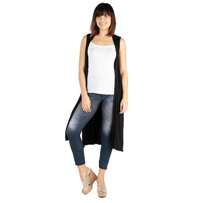 24seven Comfort Apparel Sleeveless Long Cardigan Vest
